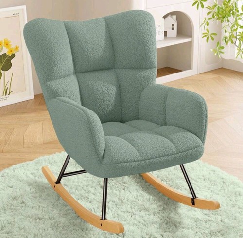 High back rocking chair green - high,