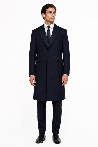 Navy blue frockcoat - blue,