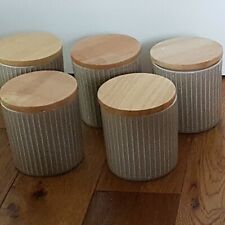 SET OF 5 Next Ceramic jar with Wooden Rubber seal Lid  Kitchen Storage Canisters