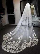 Long Lace Wedding Veil 3 Meters Long White Ivory Cathedral Bridal Veil with Comb