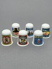 Vintage advertising English fine bone china thimbles full set of six