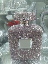 Xl Silver Crushed Diamond Sparkly Perfume Bottle Ornament Shelf Sitter Bling C5