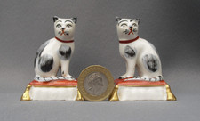 Victorian Chelsea Samson miniature mantel cat ornaments rare PAIR