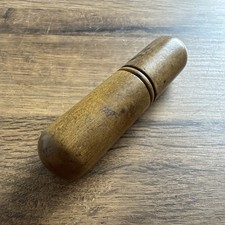 Vintage Turned Wood Sewing Needle Holder Wooden Thimble and Needle Case