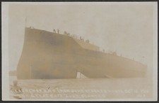 HMS IRON DUKE. LAUNCH 1912. GENUINE PC. ROYAL NAVY. DREADNOUGHT. BATTLESHIP.