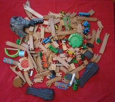 Wooden Train Job Lot Bundle Compatible with Brio IKEA Thomas Track Cars
