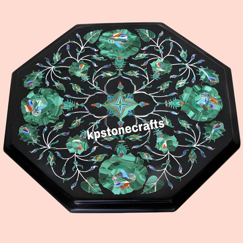 Octagonal black marble bedside - octagonal,