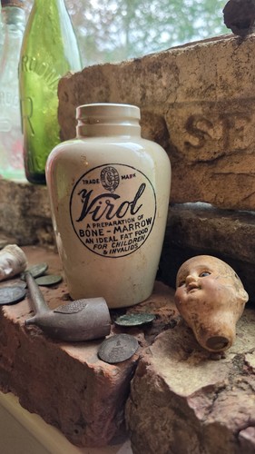 Antique virol stoneware pot - stoneware,