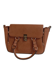 Dune London Stylish Tan Faux Leather Satchel Handbag with Buckle Detail