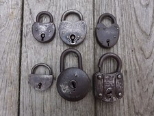 Antique Vintage 6x Padlock Collection, collector, hobby, Decoration, No Keys !