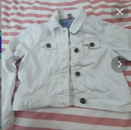 Girl white denim jacket aged - white,