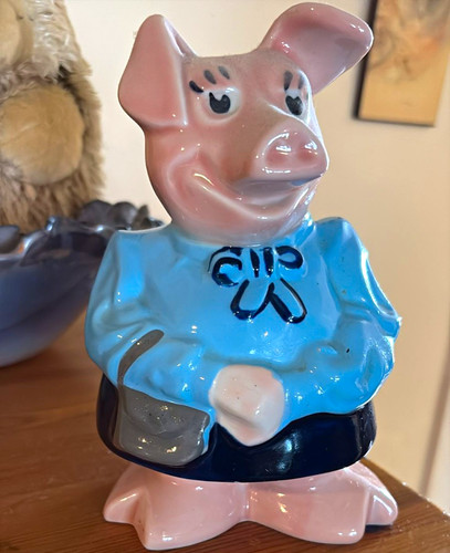 Ceramic pink pig piggy bank - pink,