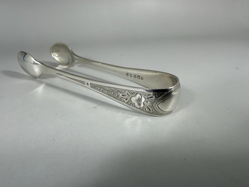Antique silver sugar tongs - sugar,