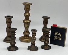 Dolls House large brass candlestick holders & bible church 1/12th scale 