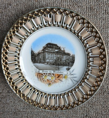 Antique souvenir ribbon - ribbon, plate