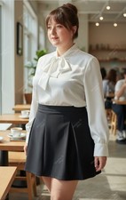 White Pussybow Tie Neck