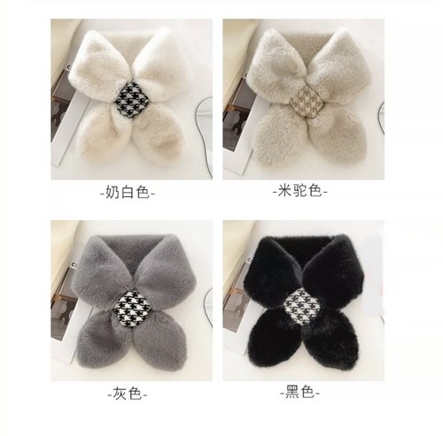 Faux fur collar scarf - faux,