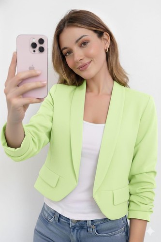 Womens cropped blazer ruched - cropped,
