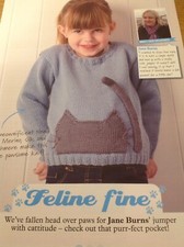 CUTE CAT CHILDREN'S SWEATER KNITTING PATTERN 21-30" CHEST AGE 1-11 YEARS VGC