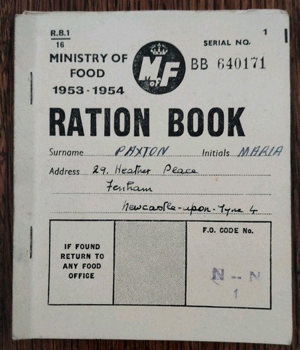 Ministry food ration book - food,