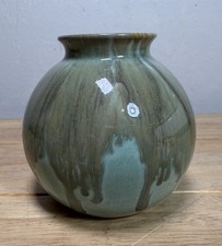 Handmade Uig Isle Of Skye Scottish Pottery Vase 10cm High Drip Glaze Greens