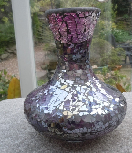Mosaic vase purple coloured - mosaic,