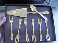 6 x RETRO CAKE FORKS SET  GOLD