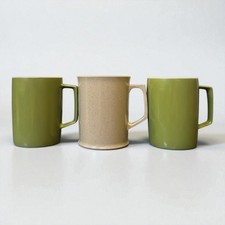 Vintage Melaware Cups x 3 – 2 Green 1 Beige –  Made in England - Retro Tableware