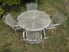 4-Piece Metal Garden Patio Furniture Set Outdoor Chairs, Table.