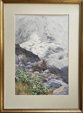 New Zealand interest. 19th century water colour painting. Mount Cook.