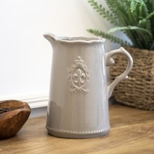 Grey Fleur De Lis Jug Vase