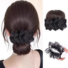 Synthetic Hair Bun Claw Clip with Mesh Wig Hair Clip  Hair Accessories