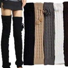 New Women Ladies Winter Warm Leg Warmers Cable Knit Knitted Crochet Long Socks