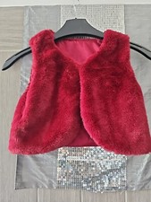 Girls Matalan Ruby Red Fur Gilet/waistcoat Age 5 Years