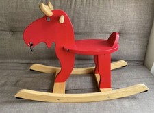 2 Red Wooden Rocking Horses /