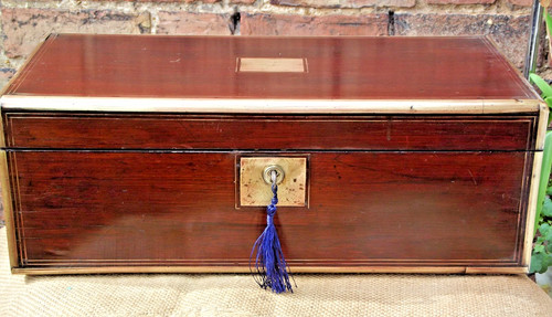 Brass edged rosewood writing - edged,