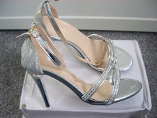 Silver Glitter High Heel Evening Sandals Size 3 (EUR 35) New & Boxed - (REDUCED)