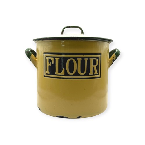 Vintage cream and green enamel - cream,