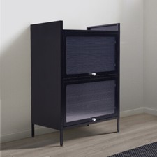 Freestanding Metal Cupboard Filing Cabinet 2 Tier Storage Organizer with Doors