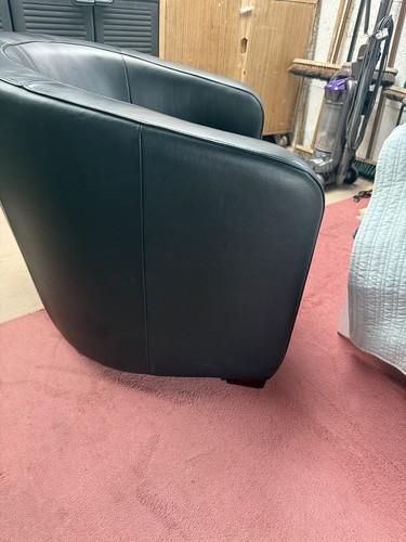 Tub chair black real leather - tub,