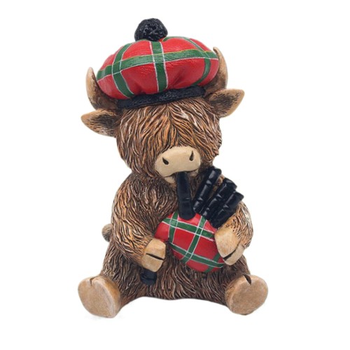 Highland cow piper - cow, figurine