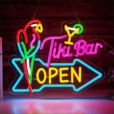 Tiki bar open neon - open, led