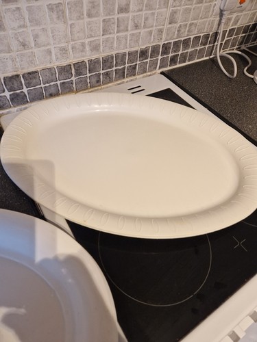 White plastic catering tray - white,