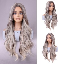 28inch Highlights Curly Wig Women's Wavy Hair Cosplay Wigs for Photography