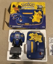 Nintendo N64 Pikachu Edition Console Game Pokemon - Leads & Controller - Tested