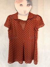 Original Vintage TopShop Polka Dot With Smocking Detail Size 8-10 Blouse 