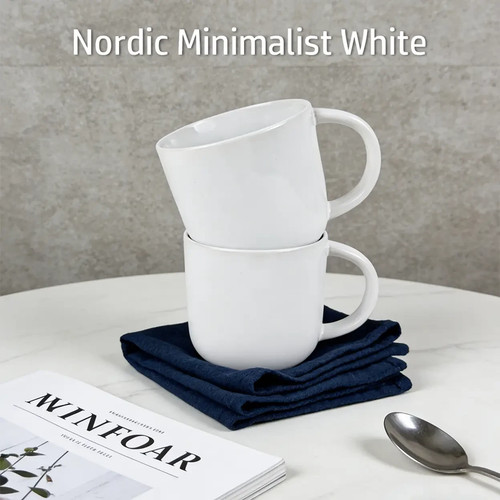 Set white ceramic - white, mugs
