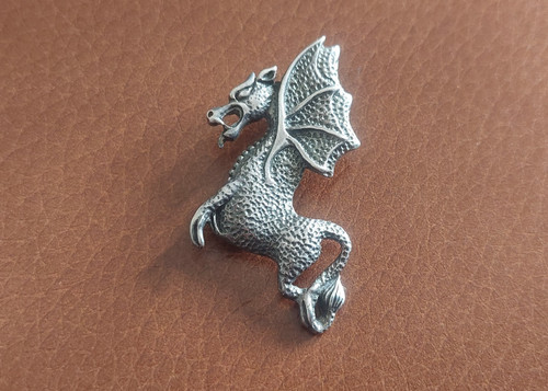 Large sterling silver - silver, dragon