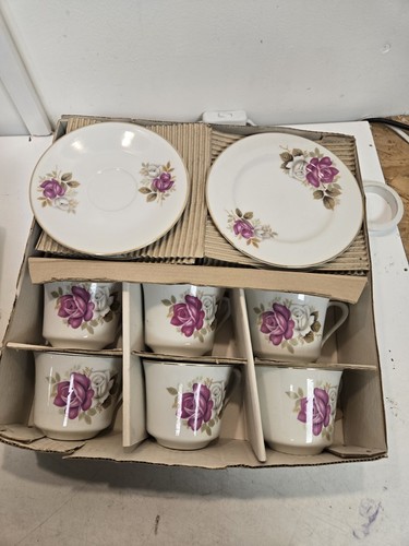 Floral china tea set - set, 6