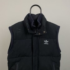 Adidas Mens Gilet puffer Bodywarmer Jacket Quilted Padded Warm LARGE BLACK